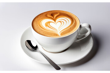 Warm and Loving Heart Latte in Aesthetic Cup. Romantic Heart Latte for Coffee Lovers. Ai Generativ 