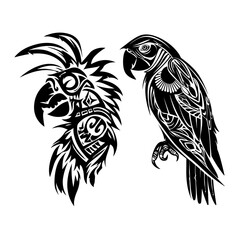 Taki bird parrot minimalist black and white vector