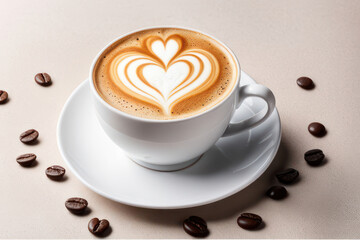 Cup of coffee with heart shape. Heart-Shaped Latte Art Served with Love. Ai Generativ 
