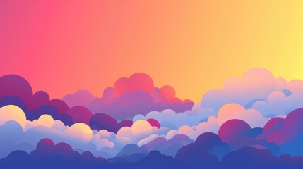 Obraz premium Gradient clouds flat design side view sunset animation Complementary Color Scheme
