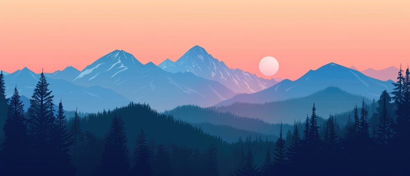 Mountain shadows flat design top view dusk animation vivid