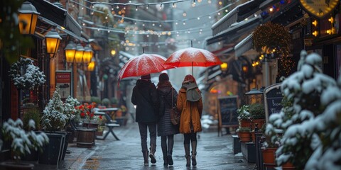 Colorful Canopy Convoy: A Vibrant Parade of Umbrella-Carriers