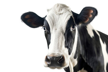 Black and white cow, isolated transparent background