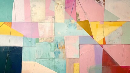 Fototapeta premium Abstract colorful geometric shapes painting