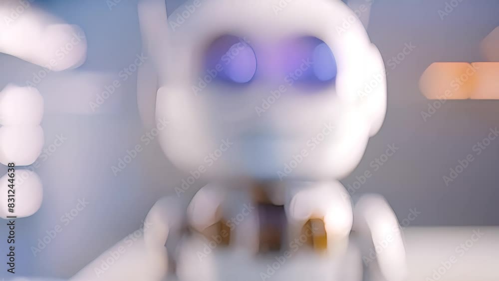 Poster close up of robot with big eyes generative ai