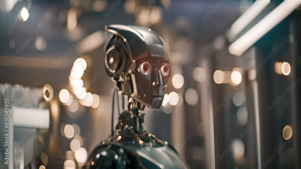 Aufkleber robot standing in room generative ai