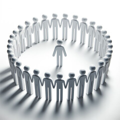 White figures illustration reunited in circle in teamwork concept