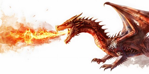 Fiery Dragon Isolated on Transparent Background