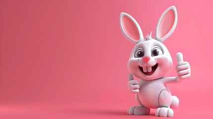 Obraz premium 3D Charming Rabbit Signifying Approval with a Thumbs Up and Grin