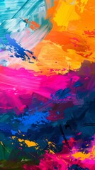 Colorful abstract painting with dynamic brush strokes and vivid colors