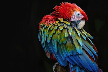 Obraz premium A colorful parrot is perched on a branch