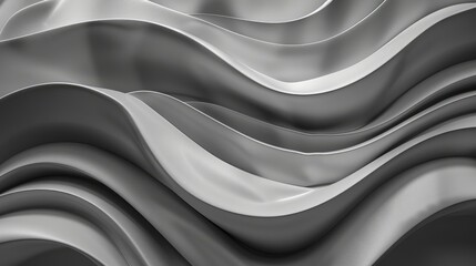 Obraz premium Elegant gray wave pattern background with smooth, flowing lines, ideal for creating a sophisticated wallpaper