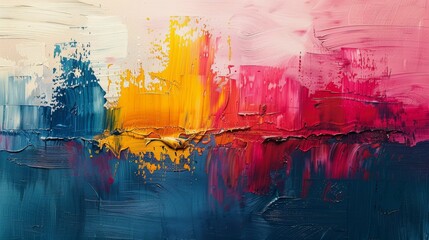 Colorful acrylic paint strokes on canvas creating a bright abstract artwork