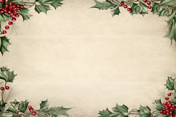 luxury vintage letter border with christmas style red and green toned,ultra details,empty space