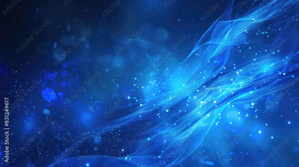 Poster dynamic blue particle curve background with a futuristic, hi-tech design, ideal for modern abstract 