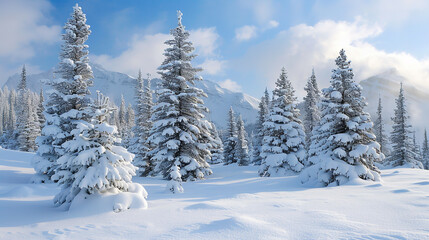 Fototapeta premium Snow-Covered Pine Trees
