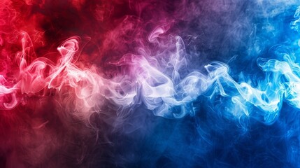 Obraz premium Abstract Swirling Clouds Of Red, White, And Blue Smoke Creating A Dynamic And Vivid Atmosphere