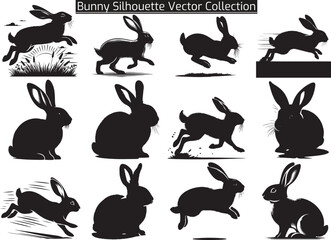 Set of Bunny silhouette vector