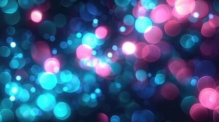 Defocused neon glow with blue, pink, and green lights, creating a soft, illuminated texture on a dark, abstract background
