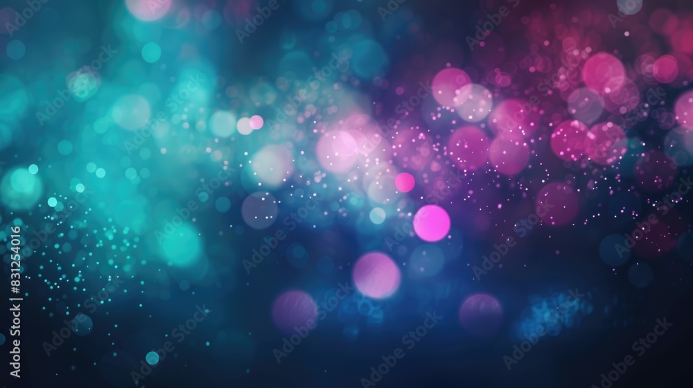 Poster dark abstract background with soft texture and neon blur glow in blue, pink, and green, creating a d