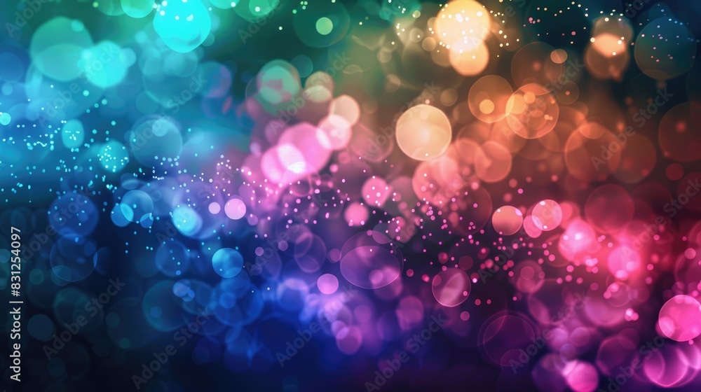 Poster dark abstract background with soft texture and neon blur glow in blue, pink, and green, creating a d