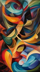 Vibrant and flowing abstract art with dynamic swirl patterns in multiple colors