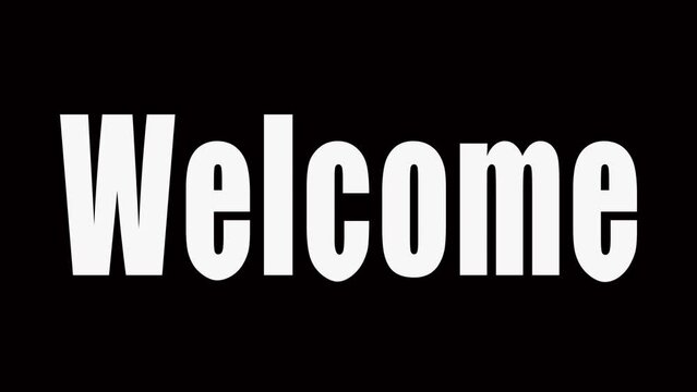 Welcome white neon sign water drop on black wall, illustration.