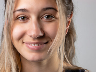 Fototapeta premium portrait of european woman, face of happy girl