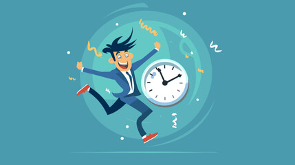 Happy Entrepreneur Managing Time Efficiently with Countdown Timer

