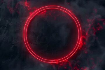 Mysterious black design with glowing red lines framing an empty ovoid