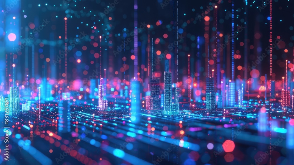 Poster tech-inspired background with moving lines and glowing elements in a high-tech aesthetic