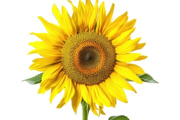 Fototapeta premium Single sunflower with a bright yellow bloom isolated on white background