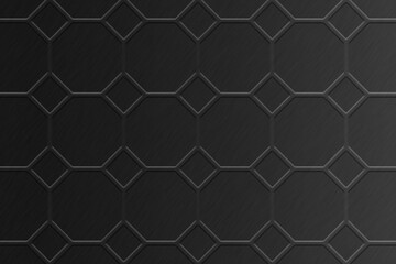 Graphic illustration of interlocking pattern on brushed black metal surface.  Use as design element for websites, print and other graphics.