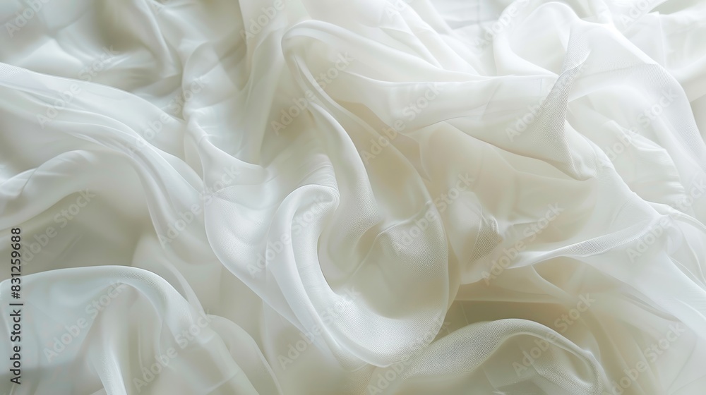 Poster blurred white fabric texture background with a soft, abstract design, creating a serene and elegant 