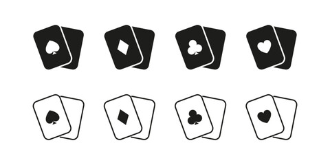 Card suit vector icon set. Playing cards suits. Space, diamond, heart and club card suits.