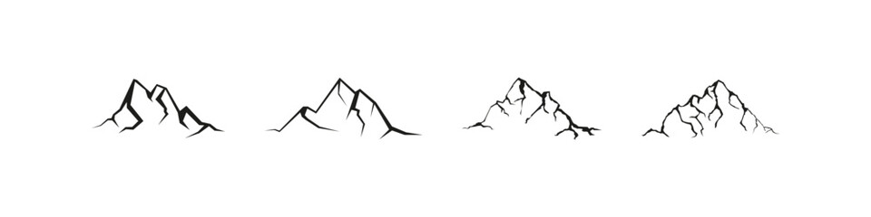 Mountain graphic vector set. Mountains view illustration.