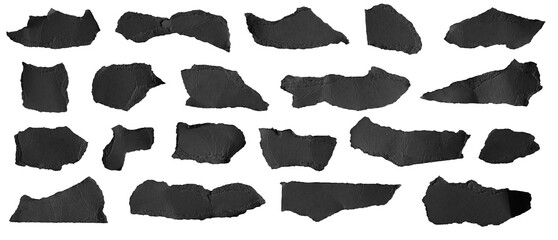 black piece of paper on white isolated background