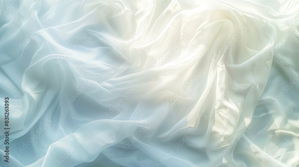 Poster blurred abstract background with white fabric texture, creating a soft and calming visual effect