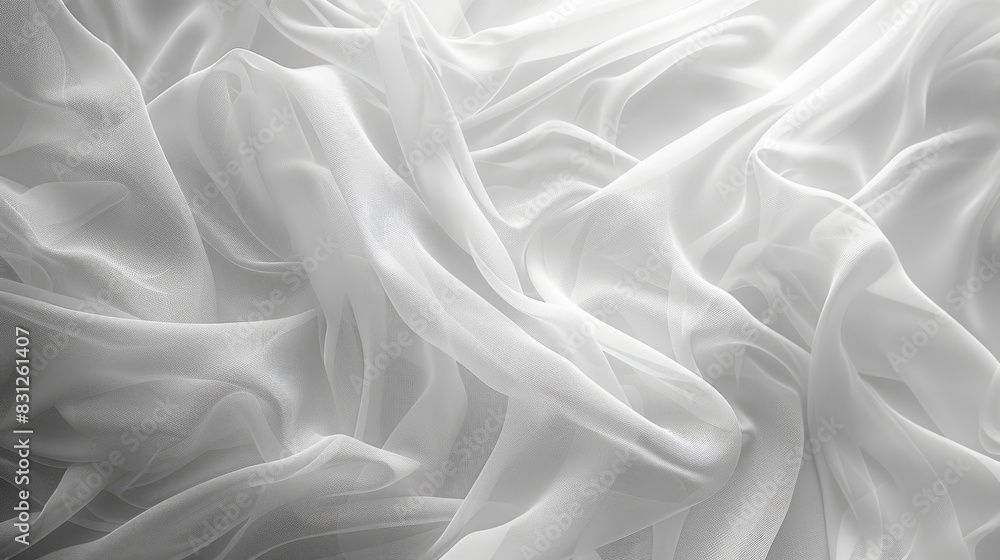 Poster blurred abstract white fabric texture background, creating a soft and serene visual effect