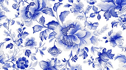 Purple flowers on a white background create a seamless floral pattern.