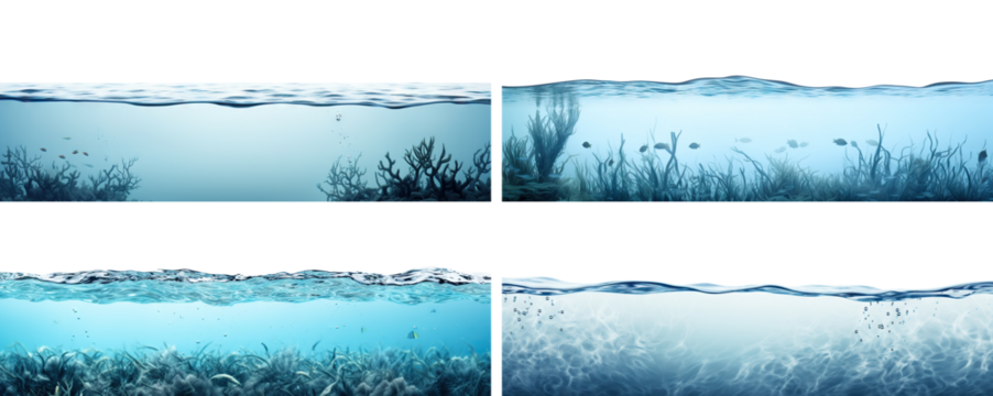 Set of serene underwater seascapes, cut out