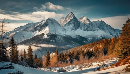 snow covered mountains