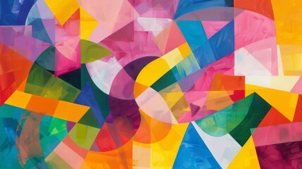 Contemporary colorful abstract painting with geometric shapes