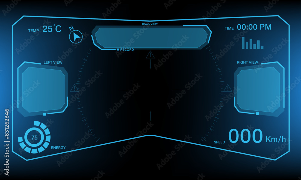 Poster hud sci-fi interface screen view design virtual reality futuristic technology display vector