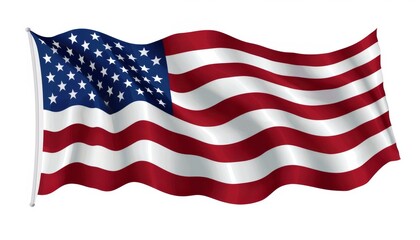 flag of USA waving, isolated on white