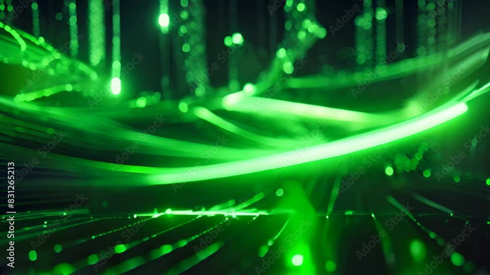 Poster green and black abstract background with lines and dots generative ai