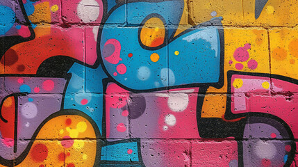 Colorful graffiti art, vibrant urban street expression with a mix of shapes and splashes, great for...