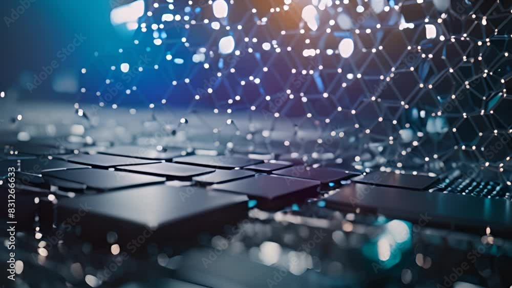 Poster close up of a laptop computer keyboard generative ai