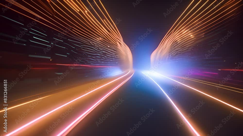 Poster Neon-Lit Tunnel Creating a Futuristic Vibe Generative AI