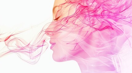 Abstract Pink and White Smoke Portrait